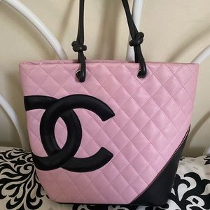 Authentic Chanel pink quilted tote bag